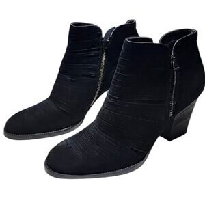 NWT‎ Paul Green Women 6 Malibu Sliced Zip Bootie Black Leather Suede Heels